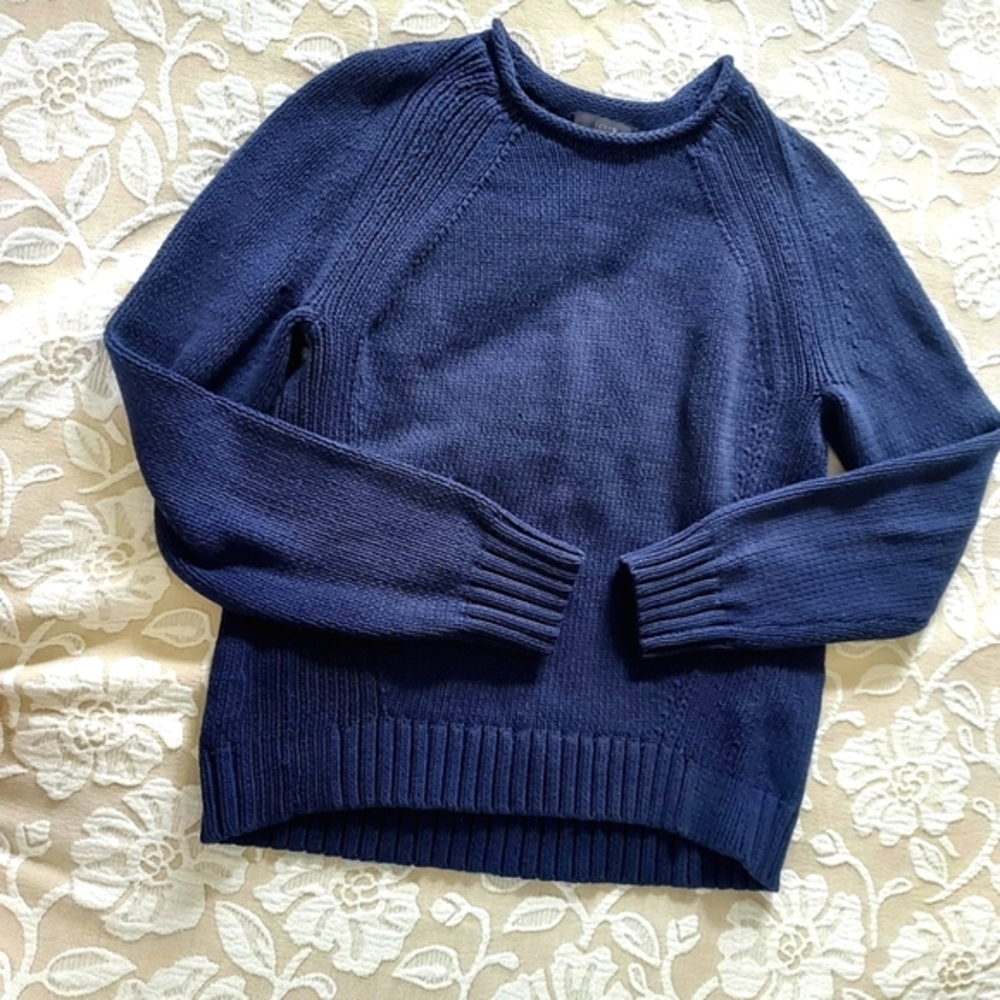 J Crew Women Navy Sweater Roll Neck Crew Neck Small